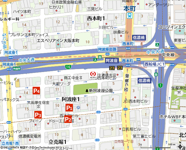 信濃橋支店付近の地図